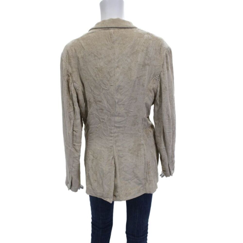 Rag & Bone Womens Beige Striped Collared Button Viscose Blazer Size 12 - Picture 4 of 7